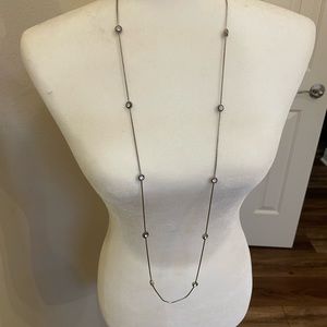 Long Brighton necklace silver with crystal stations, very good condition
